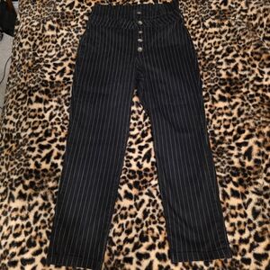 Free People Black and White Striped Pants